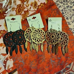 Dreamcatcher 3" Wood Earrings